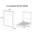 Armoire lit escamotable - INSIDE 75 - SMART-V2 - Gain de place - Couchage 140x200 cm - Blanc mat-3