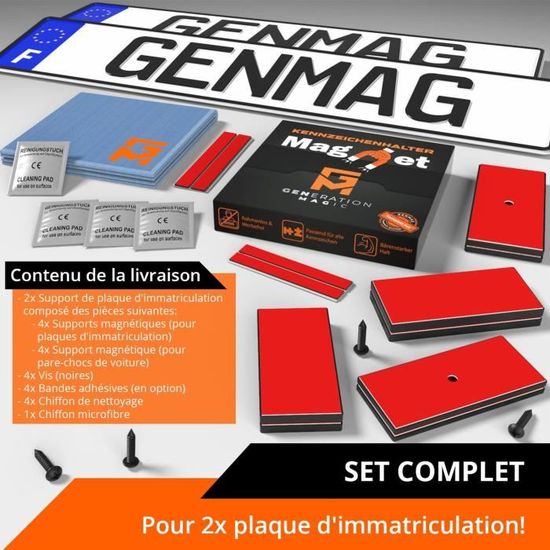 Support De Plaque D'immatriculation Sans Cadre - 4 Pinces Invisibles, Universel, Noir, Facile à Installer - 5