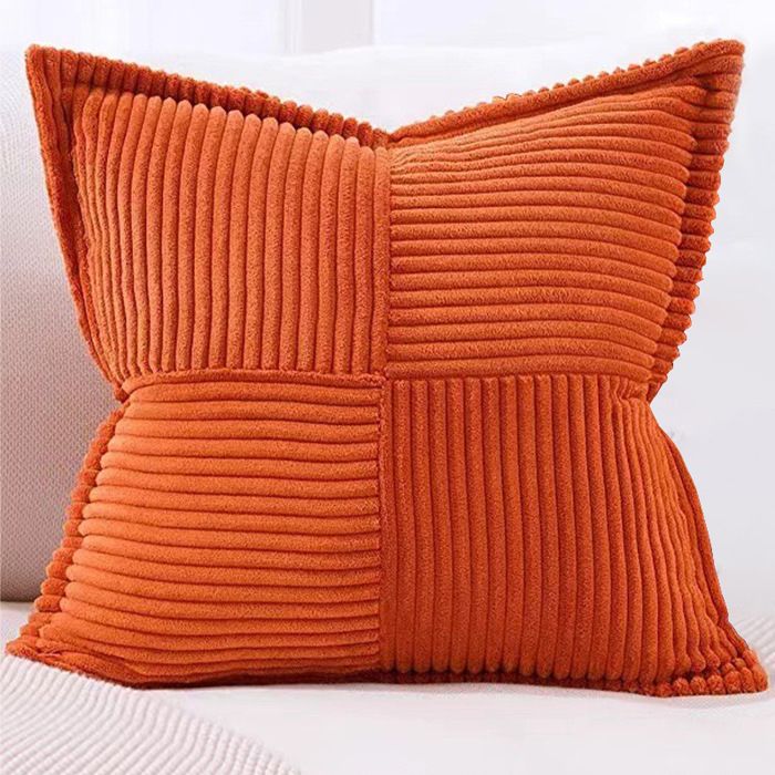 Housses De Coussin Décoratives 45x45 Cm - Aspect Lin, Couleur Orange - Lot De 2 - Pour Canapé, Lit, Salon - 4