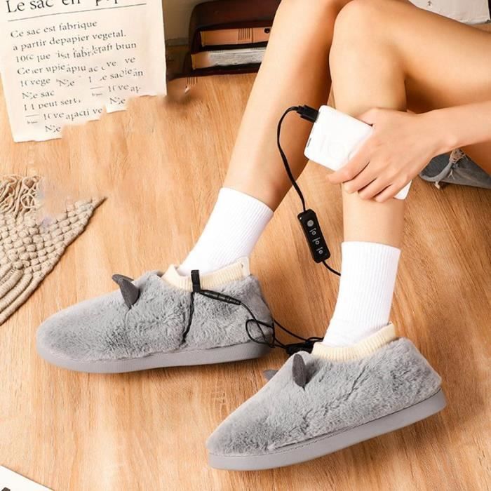 Noir 38a39 Chaussons chauffants electriques USB pour femmes chaussures en peluche chauffe pieds metropoli Cdiscount Electromenager