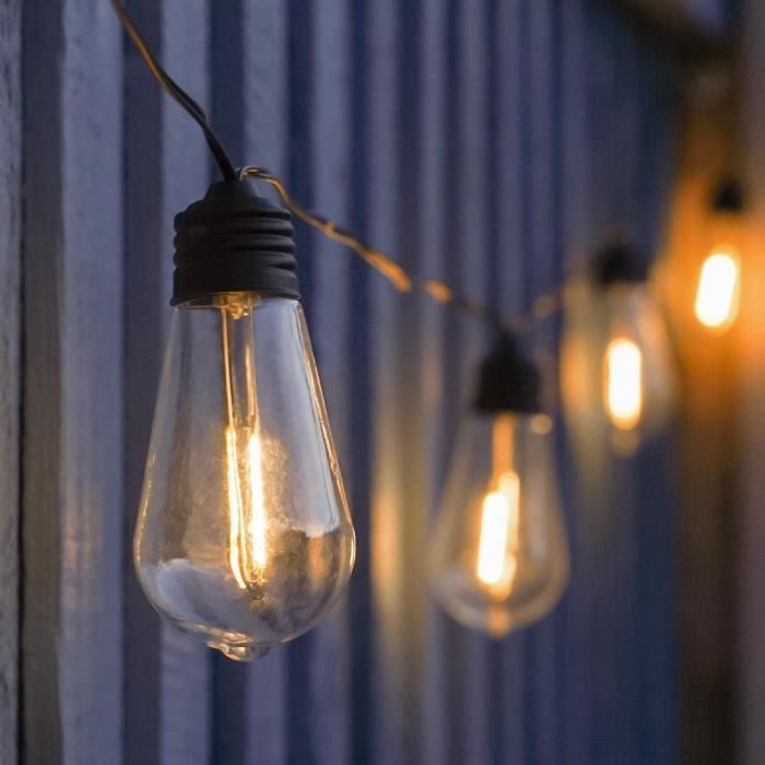 Guirlande Solaire Exterieur Festive Lights 10 Ampoules Led Blanc Chaud 4 5 metres Cdiscount Maison
