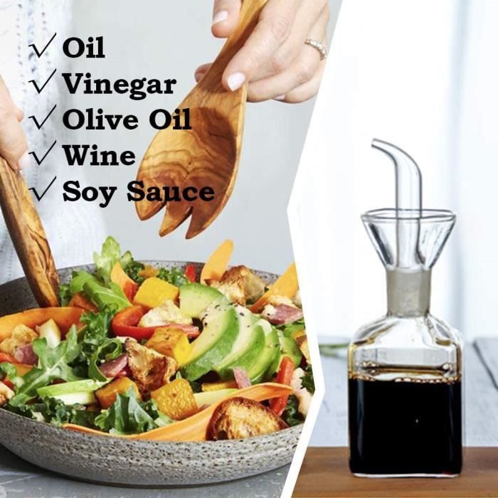 Bouteille d’huile En verre Distributeur d’huile d’olive En verre  Distributeur d’huile de cuisson et de vinaigre avec bec verseur pour  cuisine et