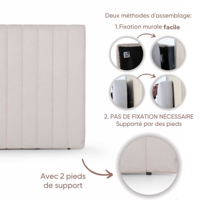 Tête De Lit Double 160x119 Cm - Design Rayures Moderne, Panneaux Superposés - Aggloméré Mélamine