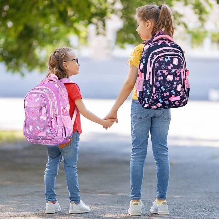 Cartable Fille Primaire Enfant Cartable Ecole Scolaire Elementaire Ensemble de 3 Pieces avec Lunch et Trousse Pourpre Cdiscount Bagagerie Maroquinerie
