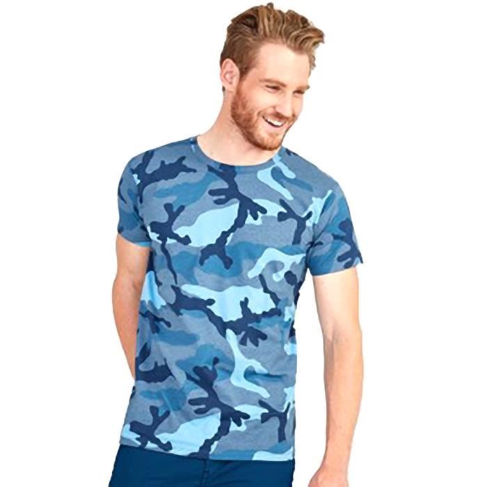 T shirt sales camouflage homme bleu