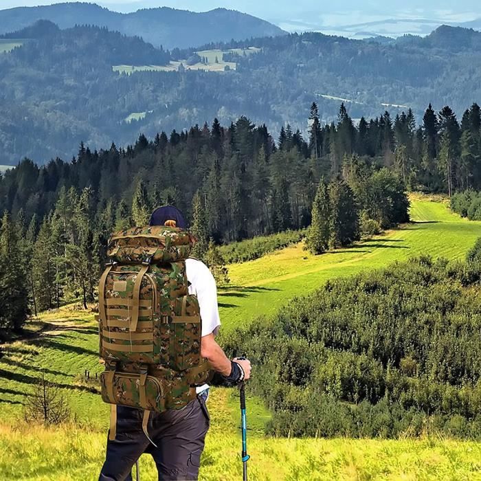 XJYDNCG Grand Sac a dos 80L style militaire exterieure militaire tactique Camping Randonnee Trekking Camouflage jungle
