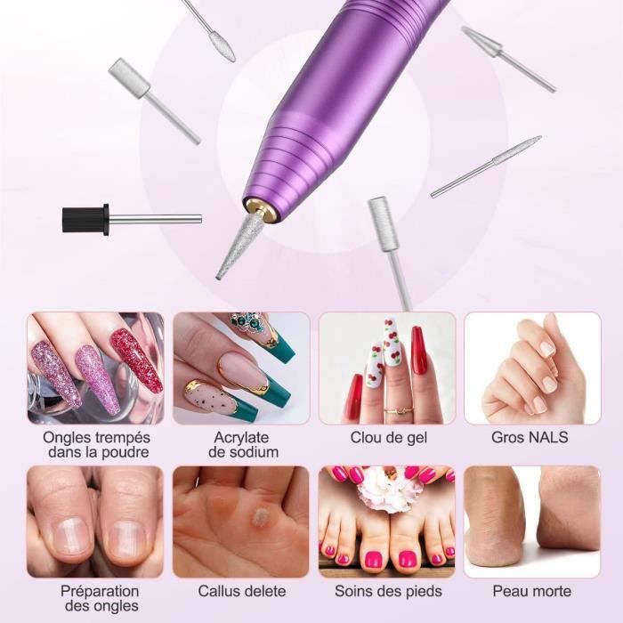 Kit Lime Ponceuse à Ongles Électrique Sur Piles - Pour Manucure Et Pédicure à La Maison