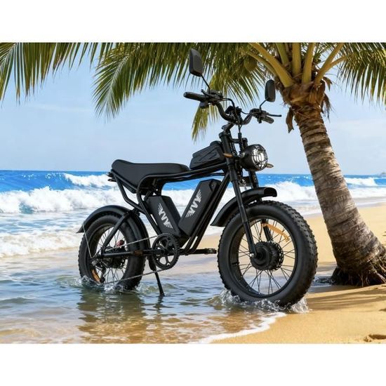 YVY Q8 Vélo électrique Fat Bike – Autonomie 180 Km, Moteur 200 Nm, Batterie 60V 35Ah, Double Suspension, Freins Hydrauliques