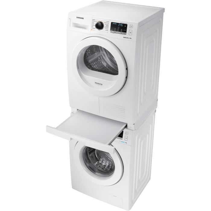 Pack SAMSUNG -WW80J5455MW-Lave linge frontal 8kg-1400 tours / min / DV80M5010KW Sèche linge-8 kg + SKK-DD-Kit de superposition