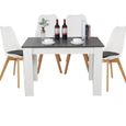 Ensemble de Table à manger complète - Table Noiret Blanc + 4 chaise de salle à manger Scandinave-0