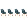 Lot de 4 chaises scandinaves NORA bleues avec coussin-0
