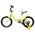 16 pouces Vélo pour enfant Cadre en acier carbone - Roue avec frein à main Roues stabilisatrices à rétropédalage Jaune-0