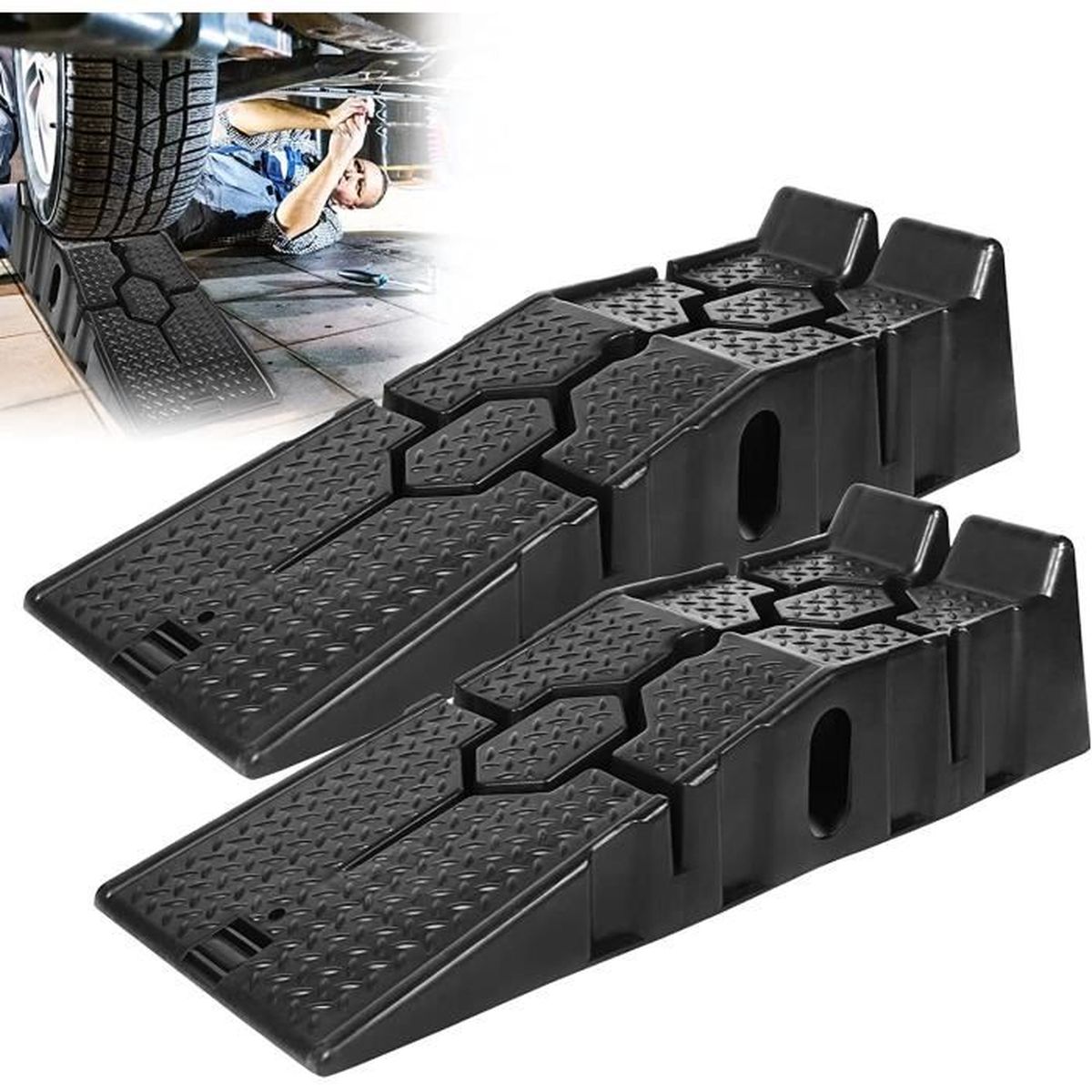 Lot de 2 rampes de chargement Rampe en plastique Plateforme de levage