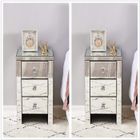 ALIGHTUP Lot de 2 Table de Chevet en Miroir, en Verre, avec 3 Tiroirs , Meuble Brillant pour Chambre, Bureau, Moderne Poignée en Cristal