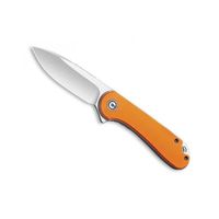 Civivi c907r Couteau  lame acier D2 satiné avec « flipper » manche 10 cm inox gris avec plaquettes G10  orange