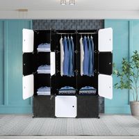 Armoire de Chambre 12 cubes - Armoire Portable DIY - Blanc et Noir