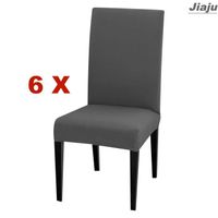 Jiaju Set de 6 Housse Couvre de Chaise extensible en Polyester+Spandex (gris foncé)
