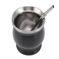 Cuque tasse en acier inoxydable Ensemble de tasses à thé de gourde naturelle de 230 ml Tasse à eau traditionnelle noire Tasse-DIO761