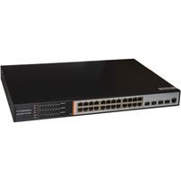 Commutateur réseau managed Layer 3 avec 24 ports Gigabit RJ45 et quatre emplacements pour modules SFP pour fibre optique