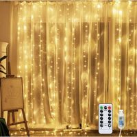 SINSEN Guirlande Lumineuse-Rideau Lumineux USB 300 LED - 3m*3m - 8 Modes d'Eclairage