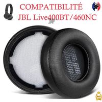 Coussinets d'oreille, Oreillettes de Remplacement pour JBL Live400BT/460NC Casque sans Fil, avec Cuir Protéiné Plus Doux-Noir