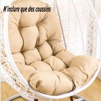 Yadlan Coussin Épais Imperméable Pour Fauteuil Suspendu Œuf Ou Hamac De Jardin - 120x90 Cm, Résistant UV, Quatre Saisons, Lavable - Blanc