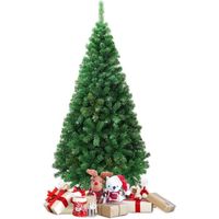 Sapin De Noël Artificiel 150 Cm - 350 Branches PVC - Forme Mince (pencil) - Base Métallique Amovible - Vert