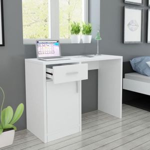 BUREAU  Bureau avec tiroir et placard - P76 - Blanc - 100x