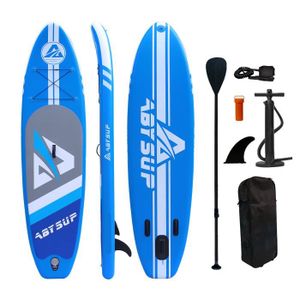 PLANCHE DE SURF Planche de Surf Gonflable - Accessoire Complet - Pagaie réglable - Pompe - Sac à Dos - pour Adulte - 320x80x15cm, Bleu