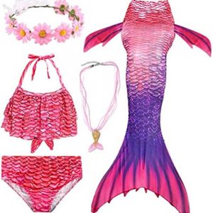 Queue de Sirène Enfant Filles Maillot de Bain Mermaid Bikini 4 Pièces 