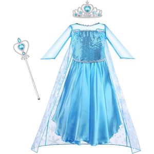 DÉGUISEMENT - PANOPLIE Robe Princesse Elsa Reine des Neiges pour Cosplay Mariage Carnaval Fête d'anniversaire avec Accessoires