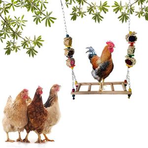 BALANÇOIRE Pwshymi Balancelle échelle à poules Perchoir à poules en bois pour oiseaux