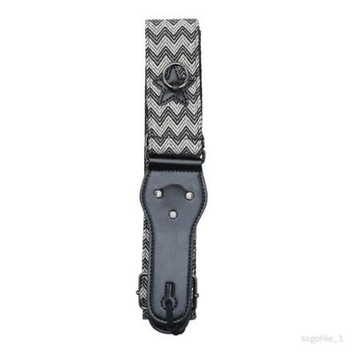 Sangle De Guitare Réglable En Nylon Avec Tête En Cuir - Pour Guitare Acoustique/électrique/basse - Longueur 92-156 Cm