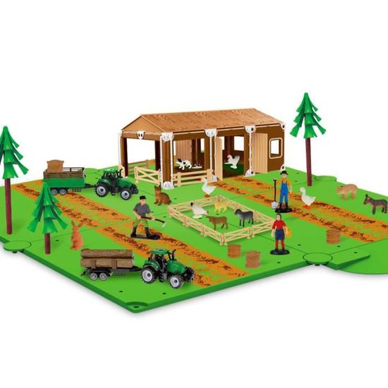ISO TRADE - Jouet de ferme avec animaux et tracteurs 102 éléments
