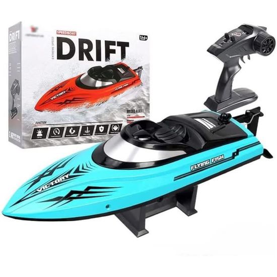 Bateau Télécommandé étanche 2,4 GHz - Double Moteur, Vitesse 20 Km/h - Pour Piscine, Lac - Jouet Aquatique Enfants/adultes