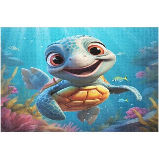 Puzzle de 1 000 pièces pour adultes - Tortue sur les toilettes - Puzzle coloré à faire soi-même pour la décoration de la maison, cadeaux, puzzle familial, parfait pour les soirées de