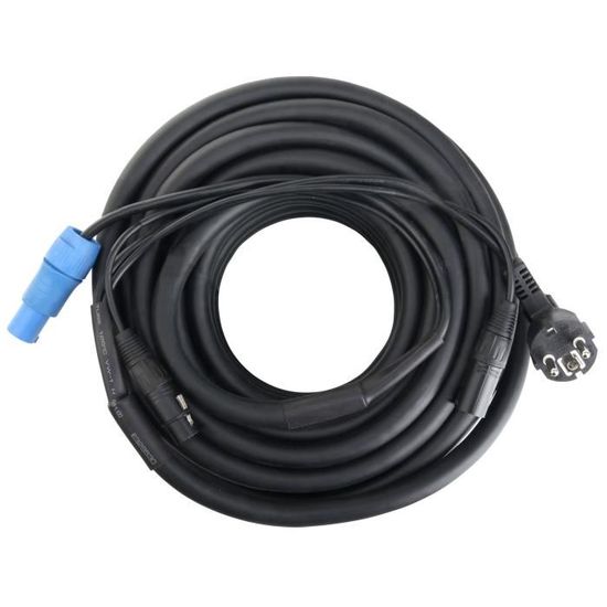 Câble Hybride DMX Pronomic IECD-2.5 - 2,5 M - Combine Alimentation IEC Et Signal DMX XLR - Noir, Pour éclairage Scénique