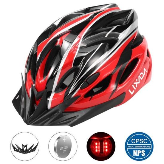 Red With light -casque avec visière, moulé, pour vélo de route en montagne, cyclisme, protection sûre pour hommes et femmes