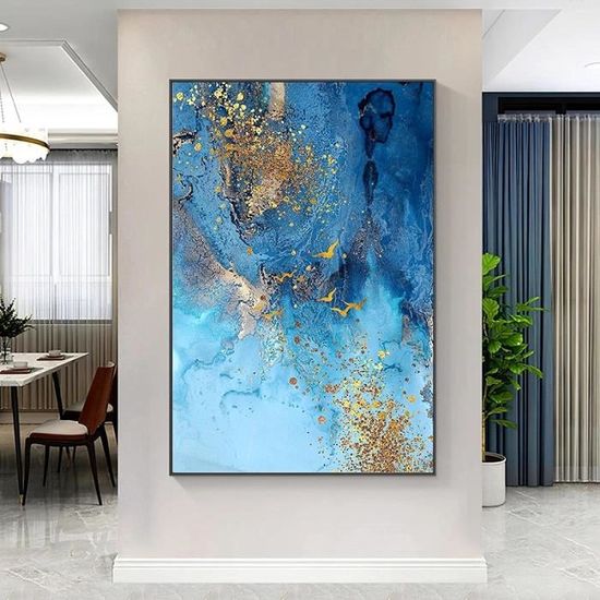 Tableau abstrait moderne orange acrylique relief sur toile peint a la main