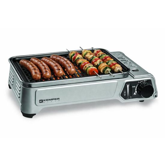 Barbecue à Gaz Portable KEMPER 1.9 KW - Compact, Anti-adhésif, Idéal Table, Balcon, Camping & Terrasse