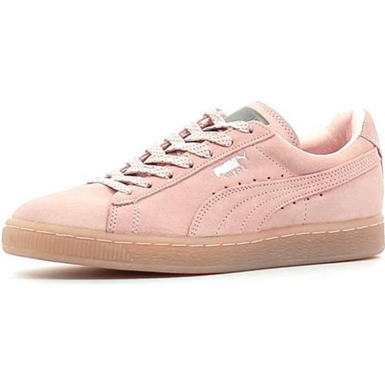 chaussures puma suede mono rose pastel basket