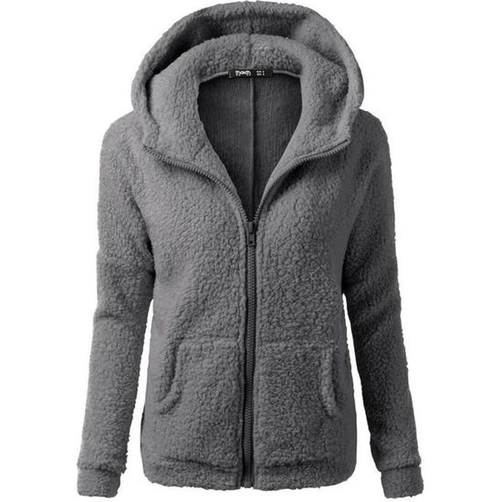 Veste Polaire Femme Avec Capuche Zippée - Sweat-shirt Oversize Pour L'automne/hiver, Grande Taille - 8