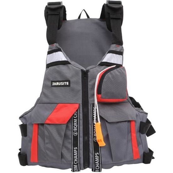 Gilet De Sauvetage Adulte Réglable Unisexe - Avec Sifflet Et Bandes Réfléchissantes, Pour Kayak, Bateau, Surf - 4