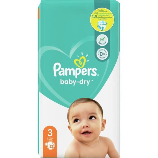 PAMPERS Baby-Dry Taille 3, 52 Couches