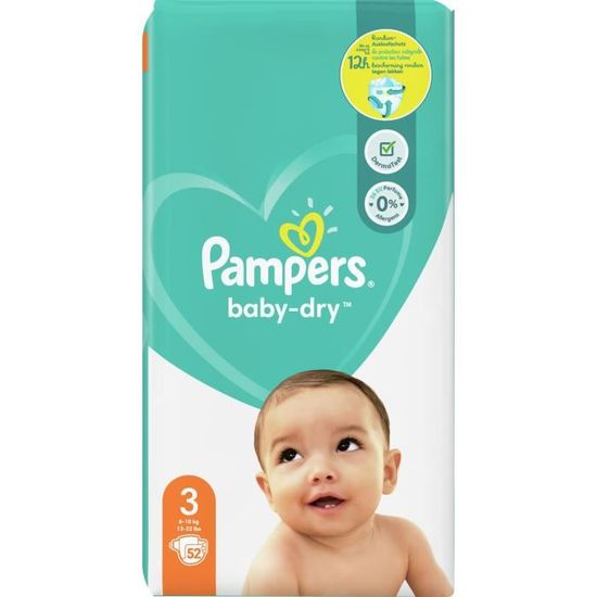 PAMPERS BabyDry Taille 3, 52 Couches Cdiscount Puériculture & Eveil bébé