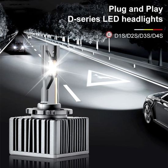 Ampoule LED de voiture D1S ampoule de phare HID 12000LM 110W Double face  6500K blanc Plug and Play dissipation rapide de la tête - Cdiscount Auto