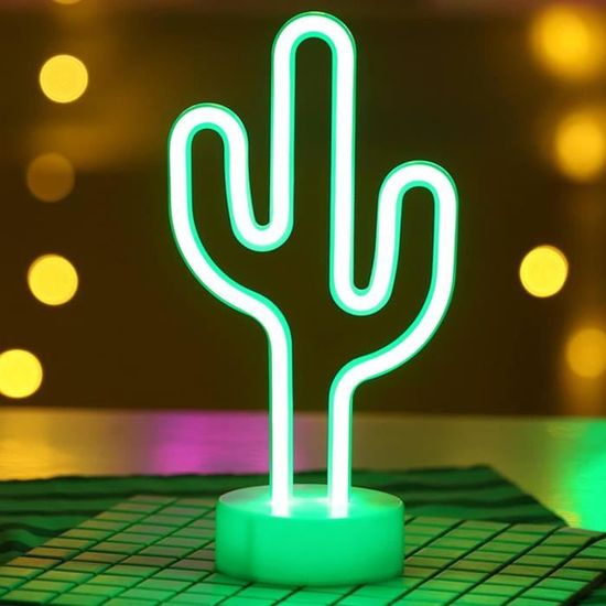 Enseigne Néon LED NIWWIN – Cactus Vert, Décoration Murale, Alimentation USB