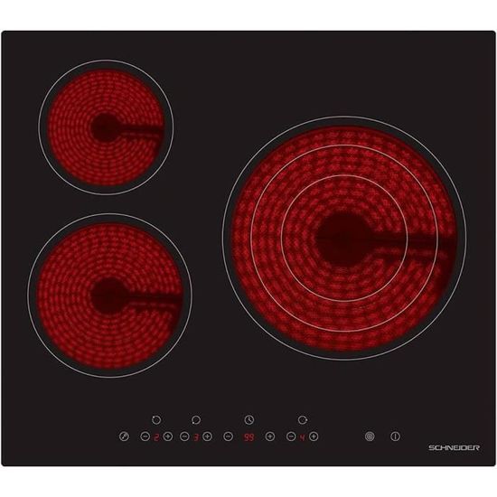 Plaques Vitro-Céramiques Zanussi 60 cm Noir (3 Zones de cuisson