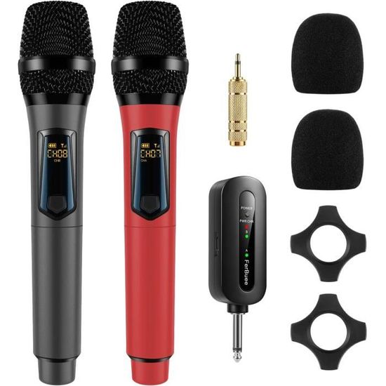 TONOR Système de Microphone sans Fil, Micro sans Fil Rechargeable Professionnel, Micro Dynamique sans Fil en Métal 2x100 UHF pour Karaoké/église/Chant/Mariage/DJ, Auto Scan, 80m Range, TW550 TONOR Système de Microphone sans Fil, Micro sans Fil Rechargeable Professionnel, Micro Dynamique sans Fil en Métal 2x100 UHF pour Karaoké/église/Chant/Mariage/DJ, Auto Scan, 80m Range, TW550