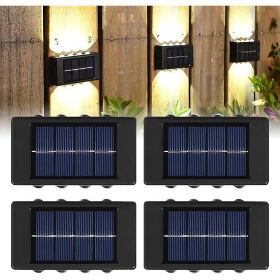 GBEAST 4 Stück Applique Solaire Exterieur - Lampe Murale Jardin Haut & Bas avec Étanchéité IP54, 4 Modes d'éclairage, pour Jardin, Patio, Cour